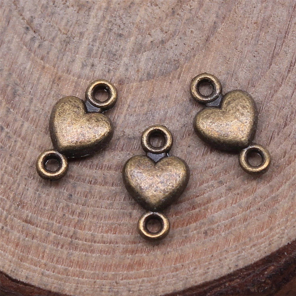WYSIWYG 40pcs Charms Connector Antique Silver Color Small Heart DIY Jewelry Making Accessories 10x5mm 241122
