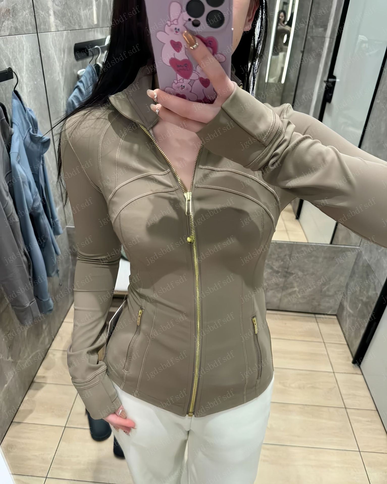 Yoga Outfit Yoga Jacket With Gold Zipper Women Workout Sport Coat Fitness Gym Long Sleeve Tops Breathable Quick Dry Activewear Solid Sweatshirt Joggin