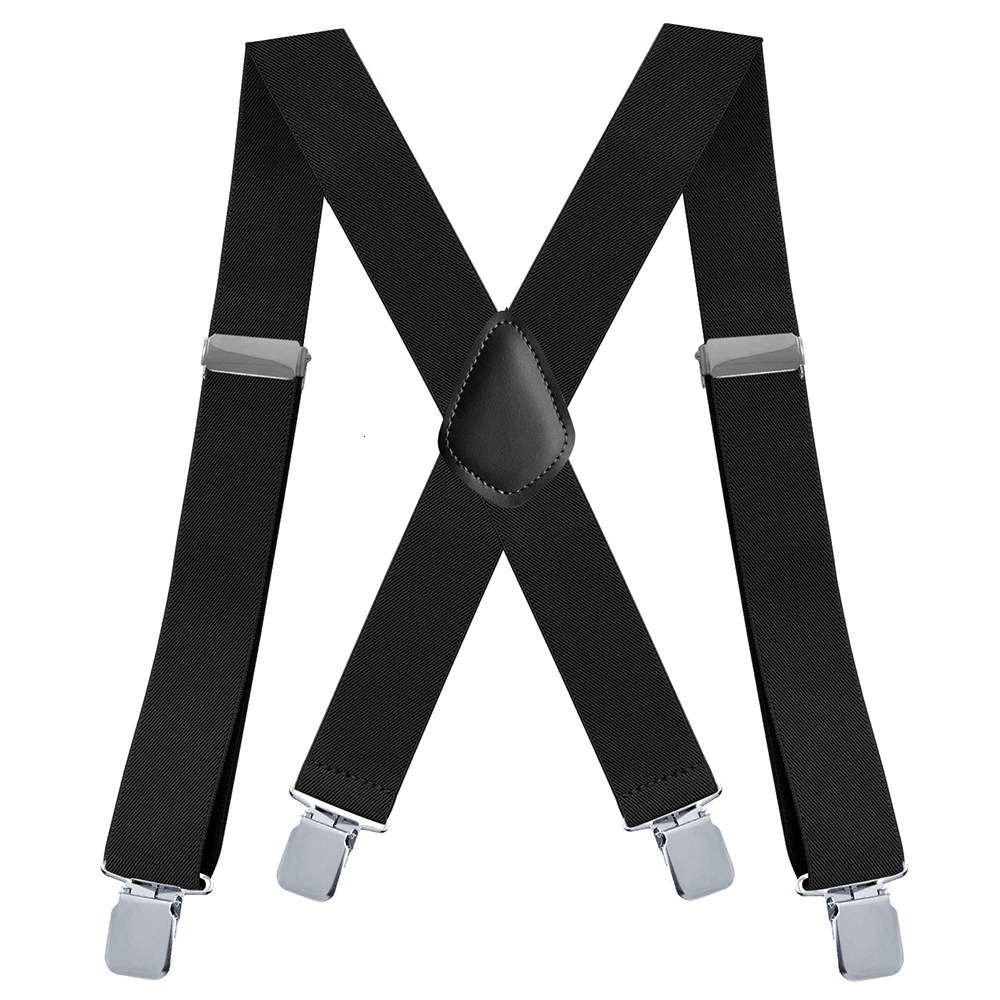 Suspenders for Men Work Heavy Duty Big and Tall 35cm Wide X Back with 4 Strong Clips Adjustable Elastic Trouser Braces Straps 241122