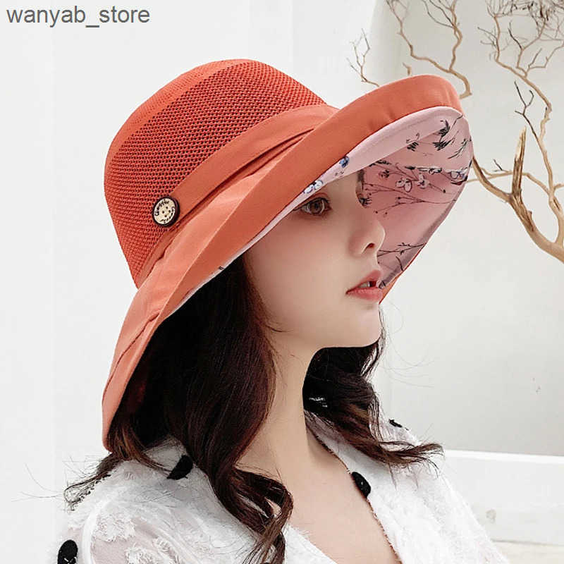Cloches K116 womens bucket hat Panama fashion sun umbrella breathable fisherman protective hat summer hat beach sun hat breathable L240910