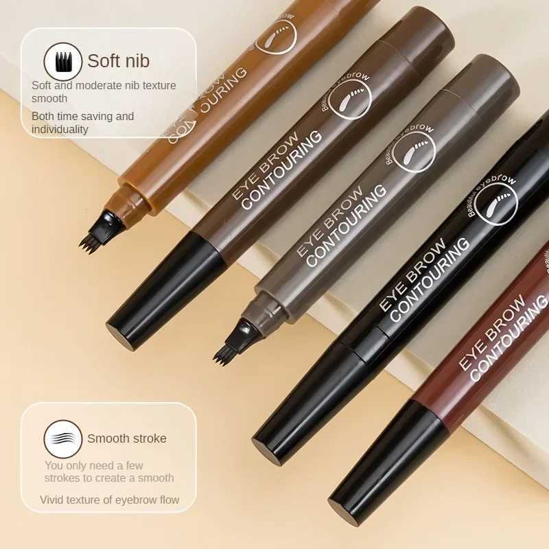 Microblade Eyebrow Tattoo Pen Waterproof 4-Fork Tip Durable Professional Fine Sketch Enhancement Template Eye Brows PencilW241205