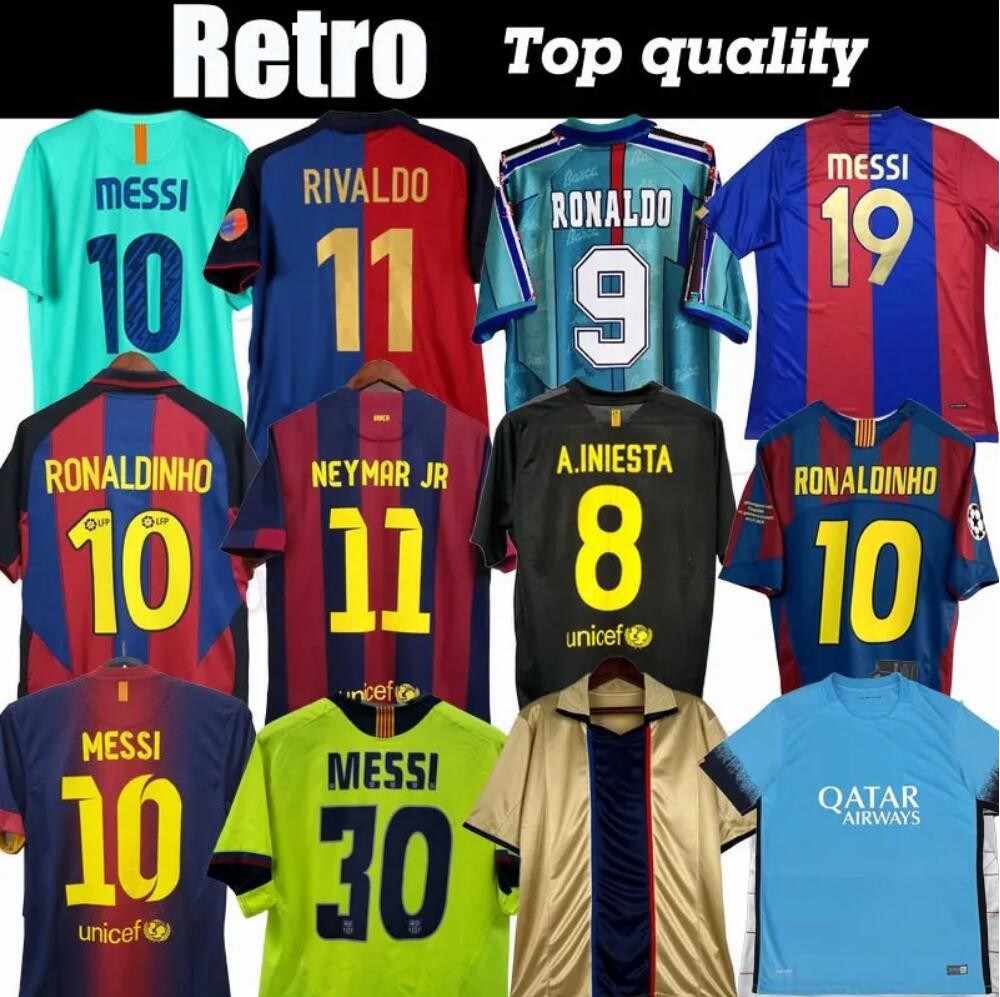 Barcelone Retro Soccer Jerseys RONALDINHO A.INIESTA 01 02 03 04 05 06 07 08 09 10 11 12 13 14 15 16 17 18 19 vintage football shirt T es 2006 2007 2008 2009