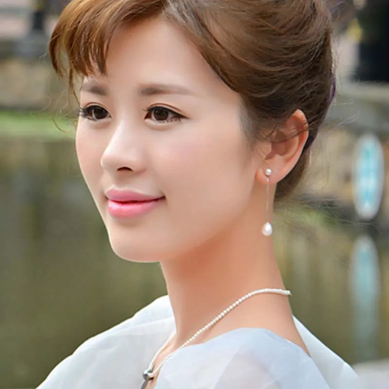 S925 pure silver natural pearl earrings suitable for womens long water droplet pendant earrings fashionable jewelry free delivery 241205