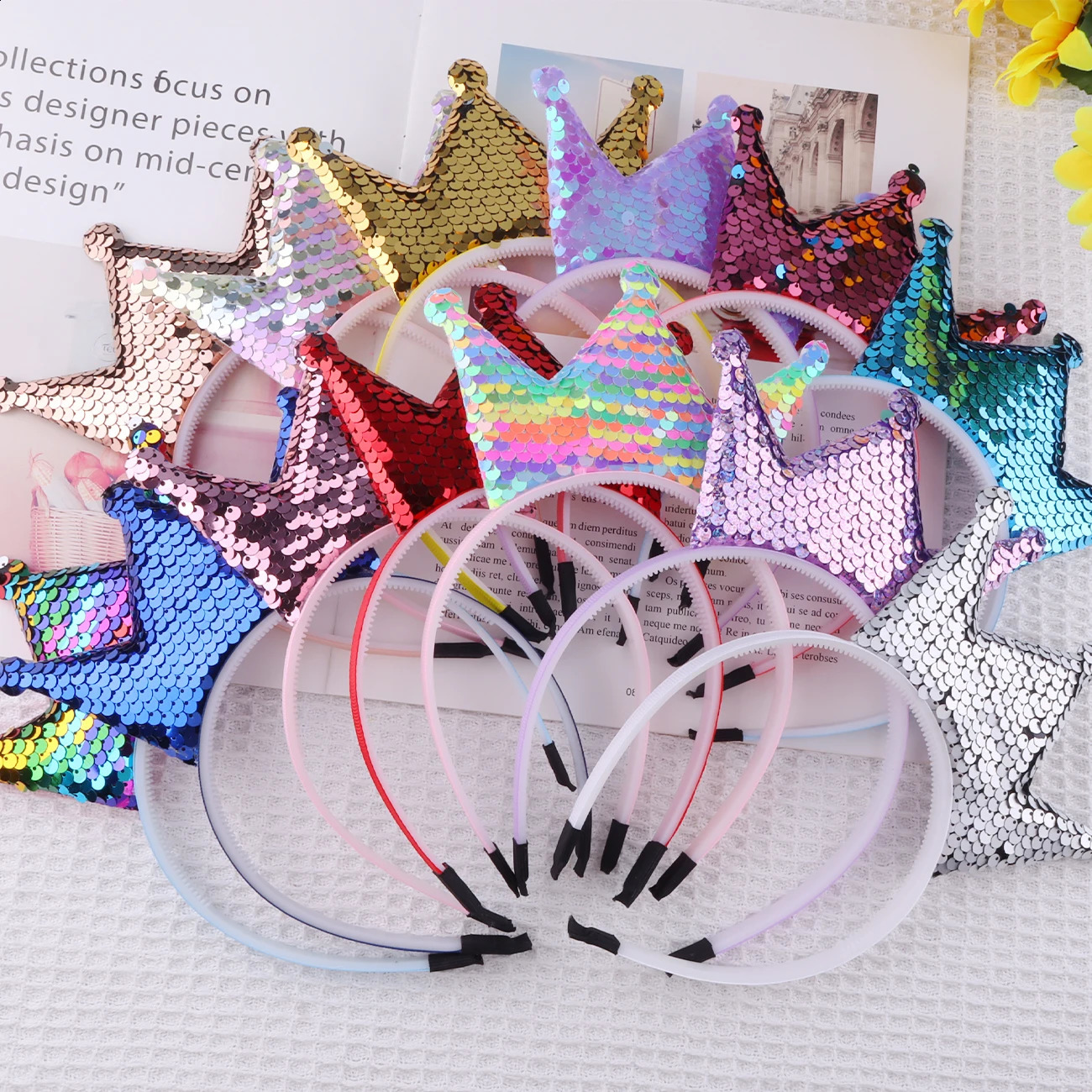 Sequins Crown Headband Girls Hair Bands Glitter Crowns Hoop Women Accessories for Party Favors Headdress Gift 241122