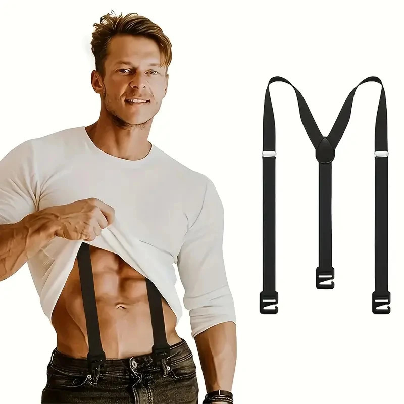 25cm Width Mens Suspenders Creative 3 Hooks Man Pants Casual Trouser Fashion Adjustable Brace 241122