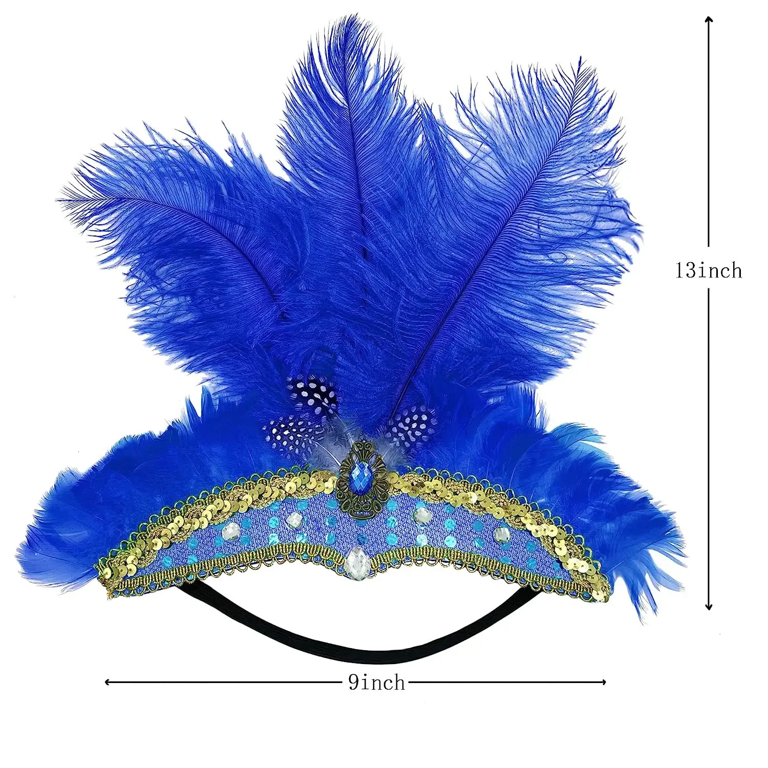Carnival Crystal Crown Feather Headpieces for Women Show Girl Headdress Mardi Gras Accessories 1920s Flapper Headband 241122