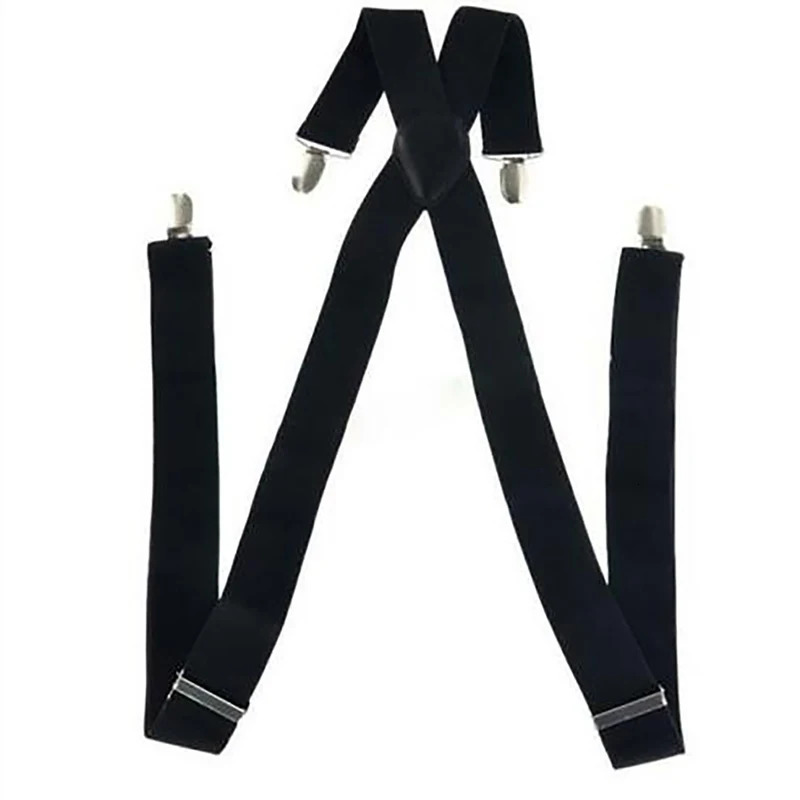 352520mm Wide Men Suspenders High Elastic Adjustable 4 Strong Clips Suspender Heavy Duty X Back Trousers Braces 241122