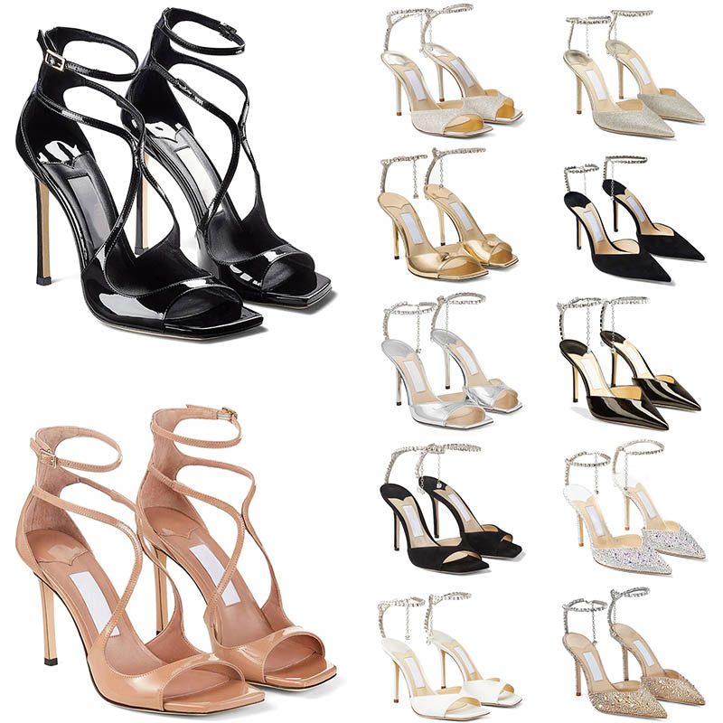 2025 Designer Sling Back Dress Shoes Jims Black White s Womens Pearl High Heels Platform Famous Sparkle Wedding Open Stiletto Sandals Slippers jimmies''choos