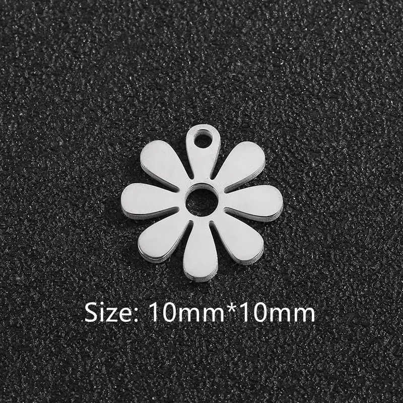 5pcsLot Flower Charms Stainless Steel Charm for Jewelry Making Tiny Minimal Small Pendant DIY Necklace Bracelet Gifts 241122