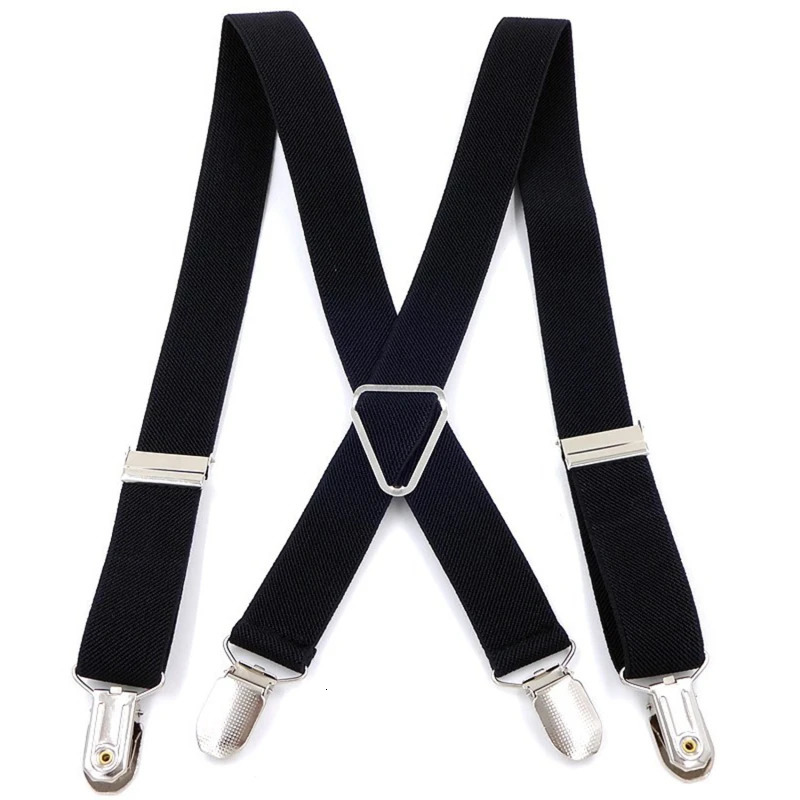Men Suspenders High Elastic Adjustable 4 Strong 25mm Wide Clips Suspender Heavy Duty X Back Trousers Braces 6 Colors Unisex 241122