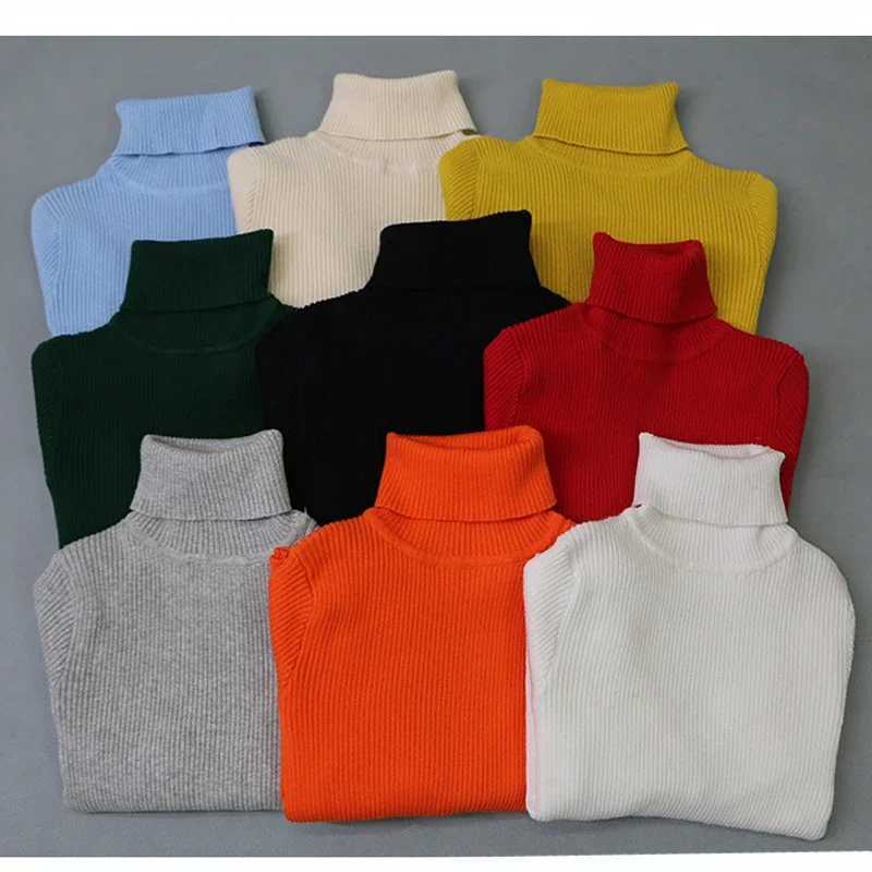 2024 Autumn Baby Boys and Girls Turtle Neck Sweater Pullover Childrens Clothing Winter Boys Knitted Bottom Sweater Vetement Baby W241205