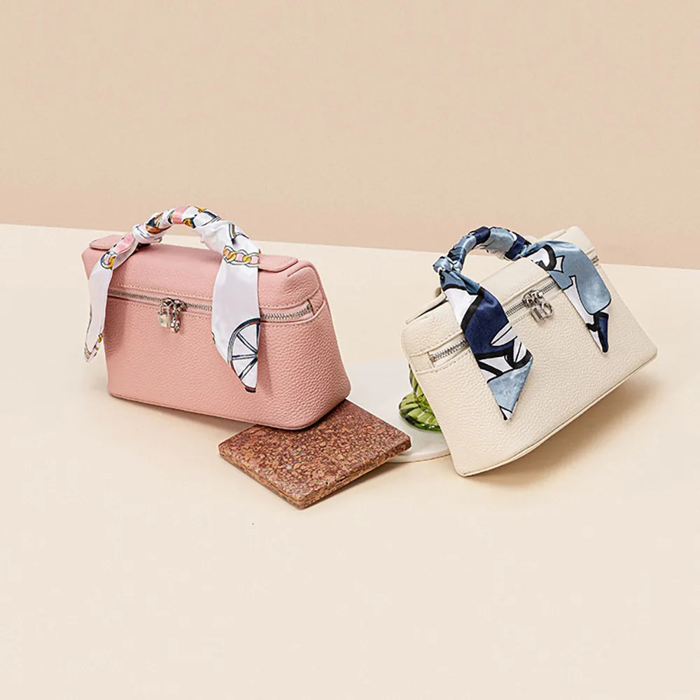 Female LP Leather Handbag Gentle Temperament White Small With Cowhide Top Layer Single Shoulder Crossbody Square Bag Bags 241204