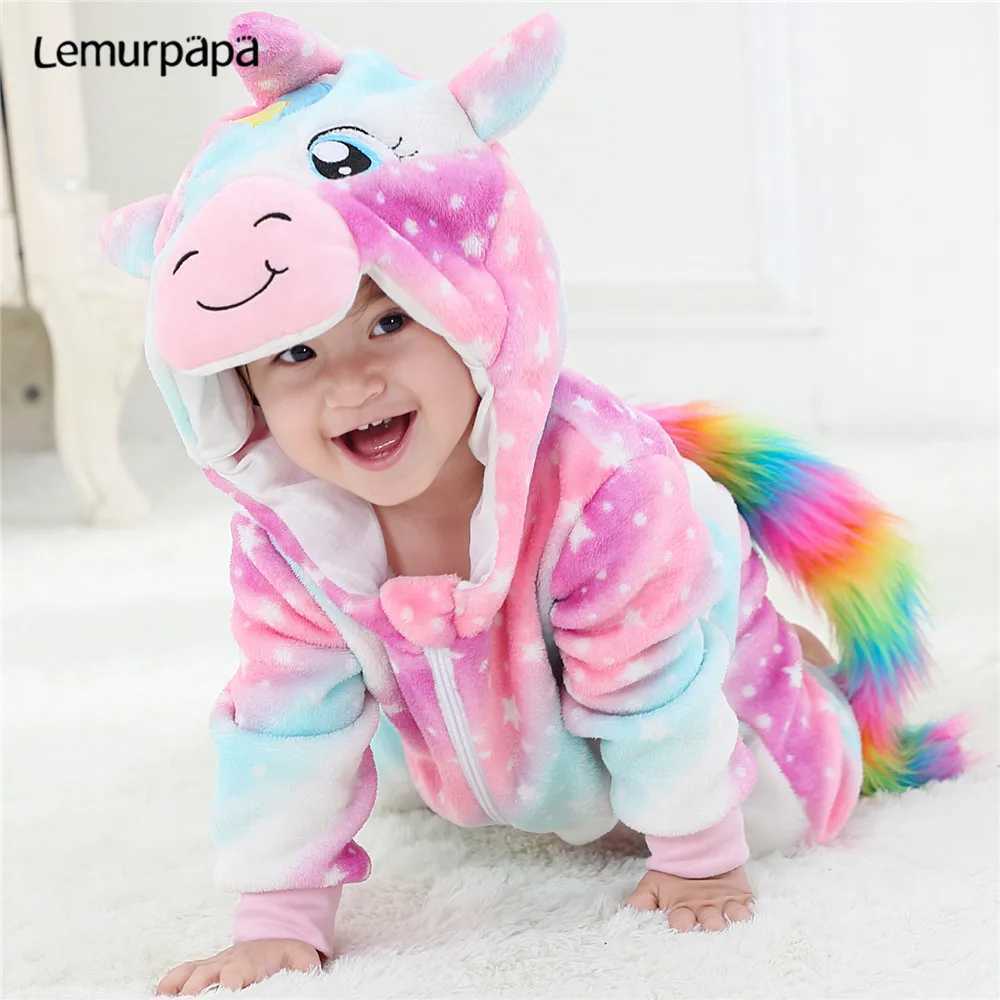 Pajamas Winter Kigurumis Baby Rompers Clothes Boys Girls Onesie Toddler Pyjamas Animal Galaxy Jumpsuit Infant Baby Romper Kids H241205
