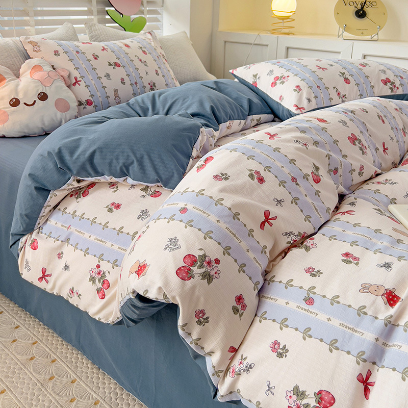 Double Seersucker Winter Floral Double-sided Duvet Cover