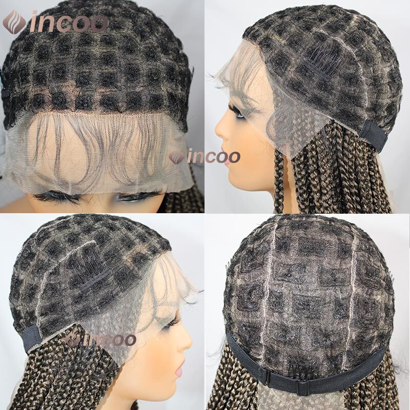 Synthetic Senegalese Twist For Black Women Full Lace Frontal Box Braided Faux Locs Wig Braids Wigs