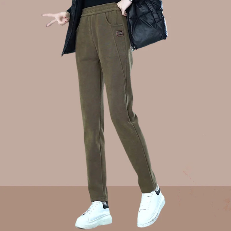 Korean Fashion Spring/Summer Solid Pocket Casual Office Womens Elastic High Waist Haren Small Foot Ankle Pants 241202