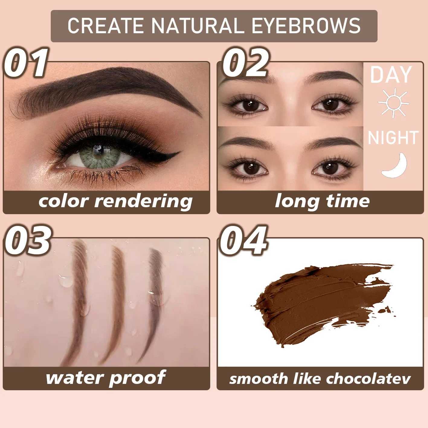 Beauty Glazed 3-color eyebrow Pomode eyebrow natural waterproof durable cream texture coloring carved eyebrow gel W241205