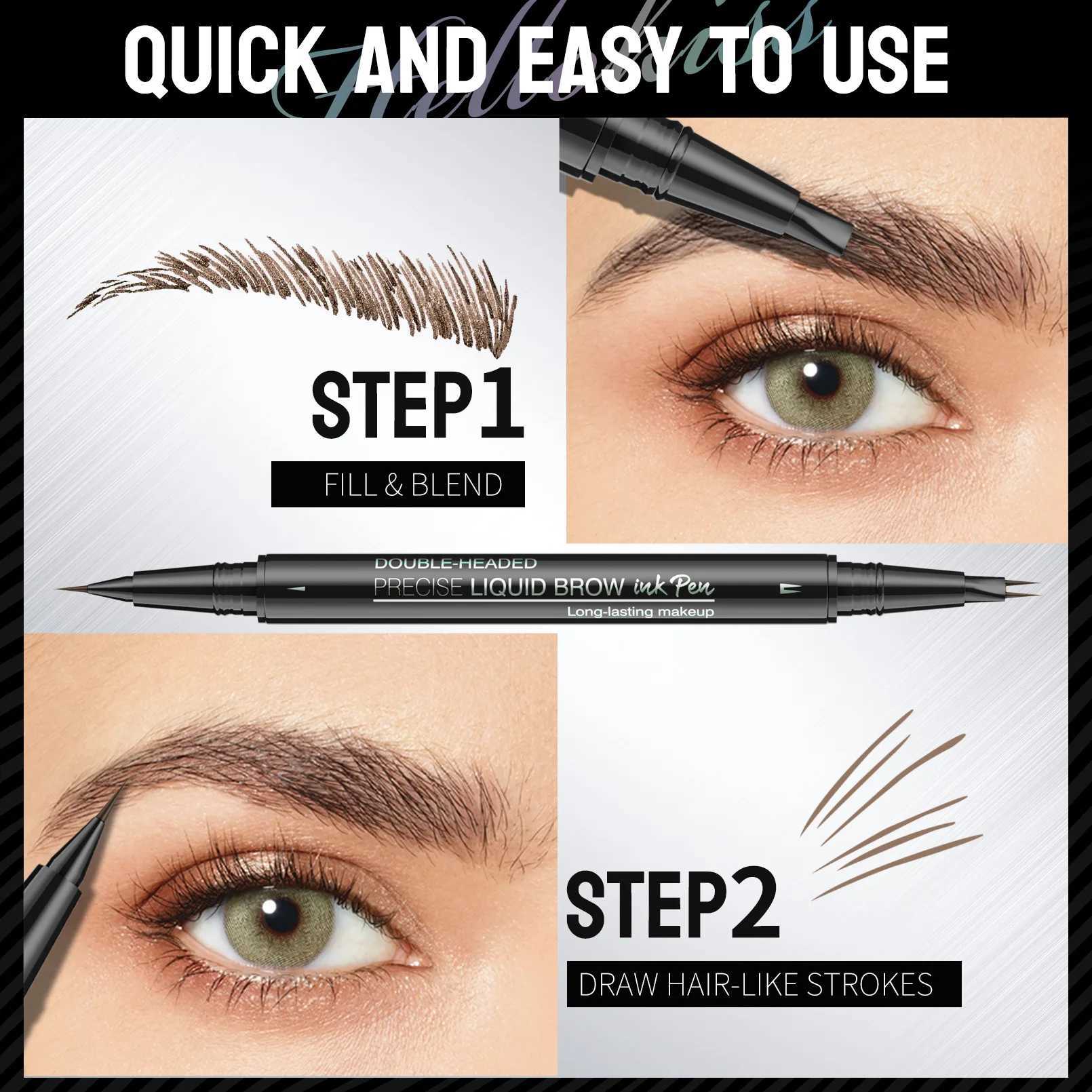 Hellokiss Dual Eyebrow Pencil Waterproof and Sweatproof Wild Eyebrow Double Headed 2-inch Eyebrow Pencil LiquidW241205