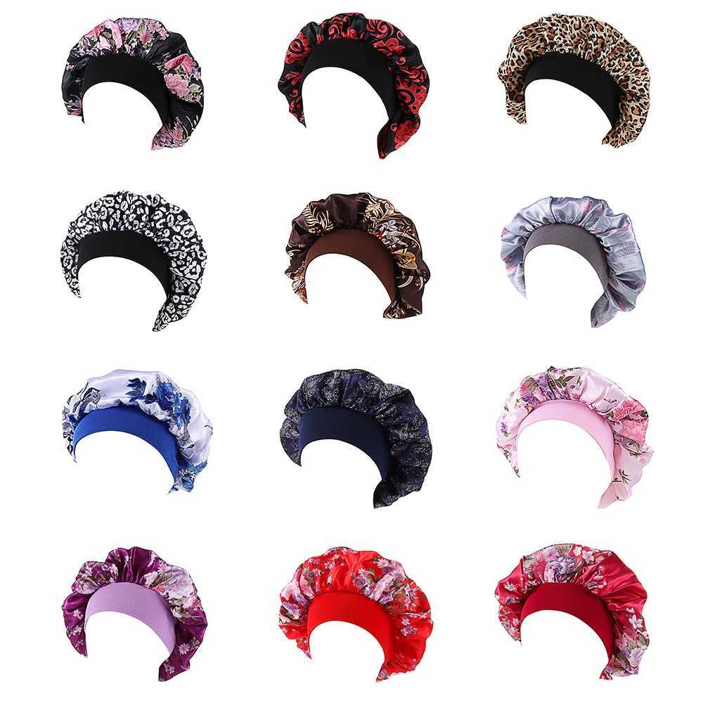 Soft Satin Night Sleep Hat Women Elastic Wide Band Fashion Hair Loss Cover Head Wr Satin Bonnet Hair Beauty Chemo Cs CareXJ241205