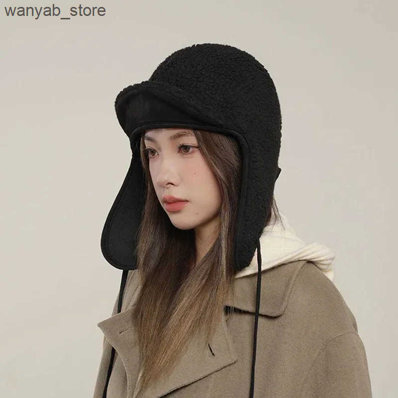 Cloches Japanese designed wool bomber hat suitable for women in winter new outdoor comfortable earmuffs Russian trap hat womens ski hat L240910