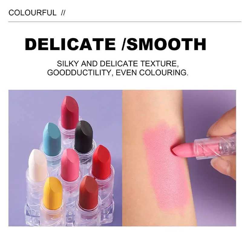 8PCS Halloween Matte Lipstick Set Dark Black Vampire Yellow Creative DIY Halloween Makeup Velvet Lipsticks Face Body PaintingXJ241205