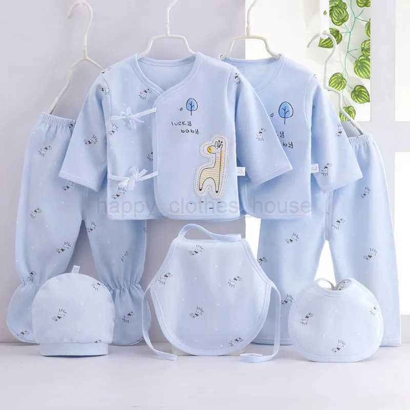 7Piece Spring Newborn Baby Stuff Toddler Clothes Cute Cotton T-shirt+Pants+Hats Infant Boys Girls Clothing Set BC316XJ241205