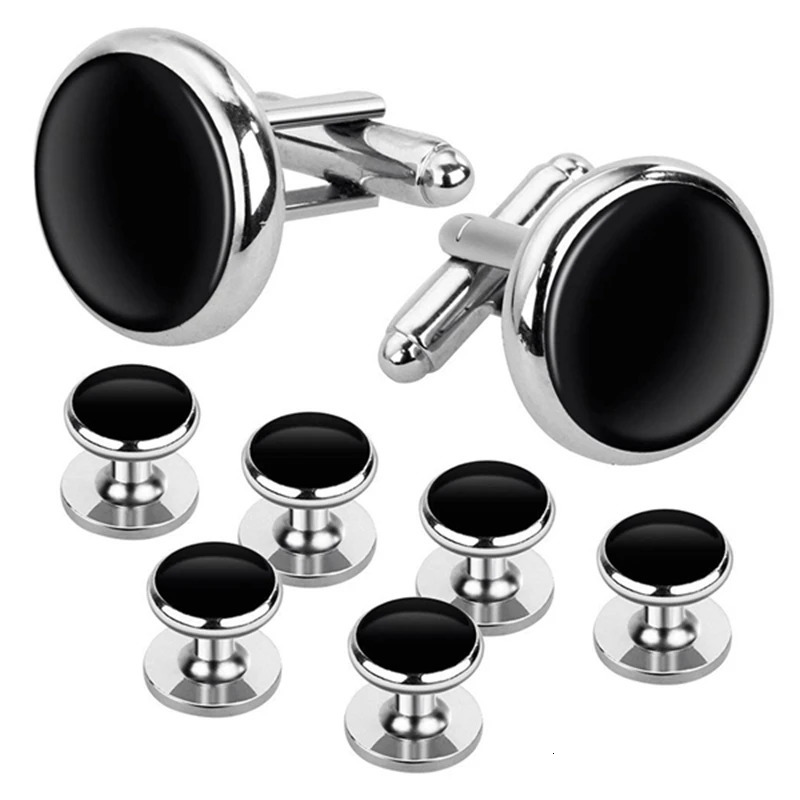 Cufflinks and Studs Set for Tuxedo Shirts Business Wedding 2 Cufflinks and 6 Studs 241204