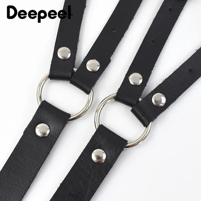 Deepeel Adult Men Suspenders Goth Faux Leather 3 Clips Hook Adjust Strap Braces for Male Jeans Punk Party Harness Belt Jockstrap 241122