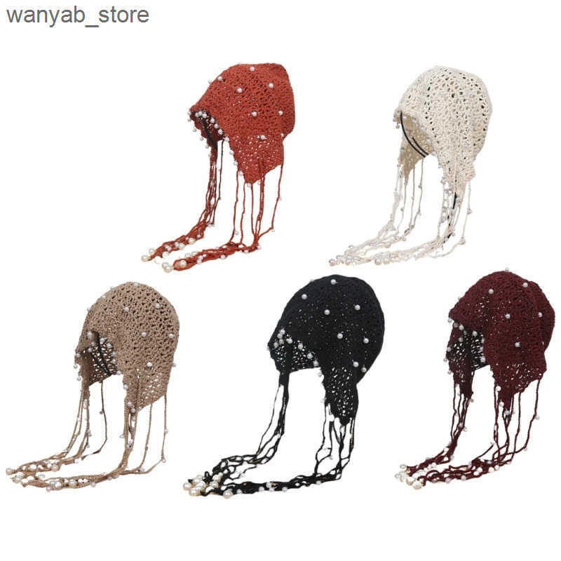 Cloches Handmade Beanie hat pearl decoration clock music festival simple with pearls L240910 L0910