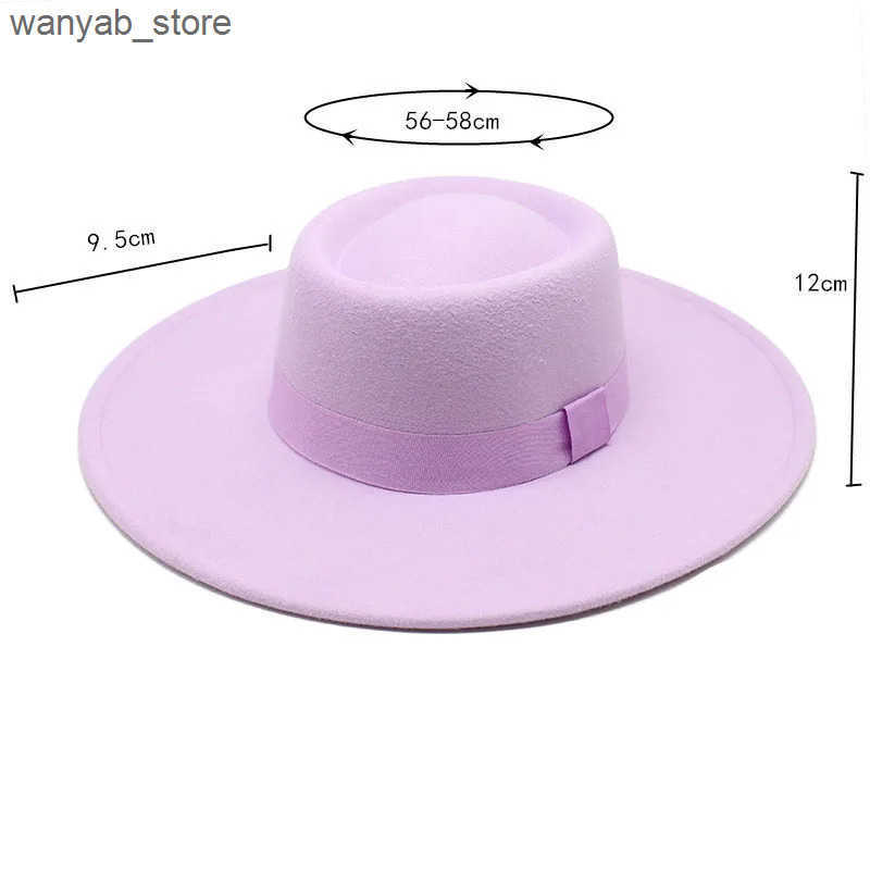 Cloches Fedoras Bowler Black Fashion Autumn Winter felt Panama Church Beach Wedding Picture Warm Fashion Pink L240910