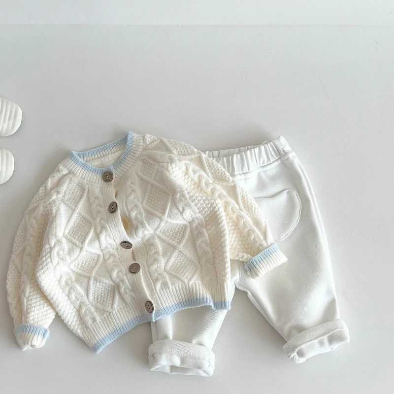 Korean version of girls spring and summer knitted cardigan 2024 childrens sweater thick coat childrens clothing baby boy sweater W241205