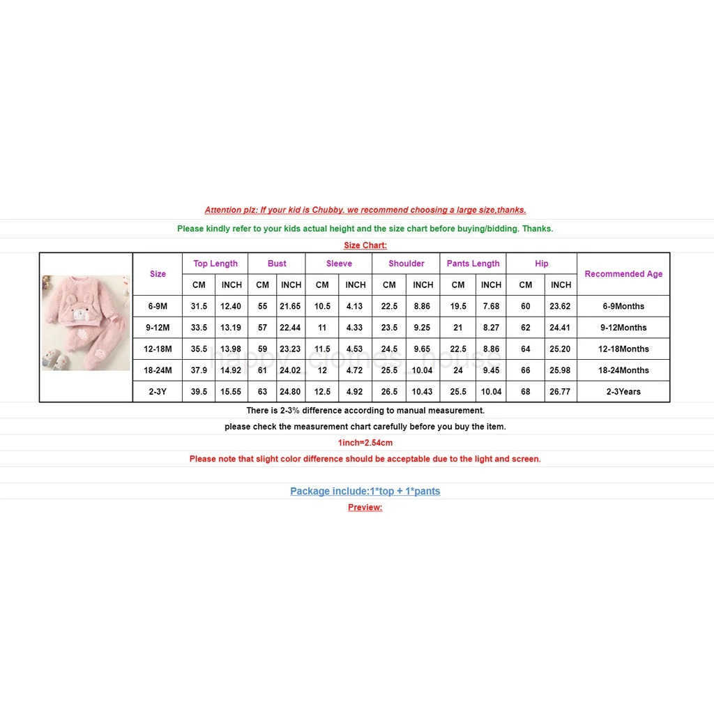 0-3Years Baby Girl Clothes Set Cute Bear O-neck Long Sleeve Top+Thick Pants Autumn Winter Warm Clothing Outfit for Toddler GirlXJ241205