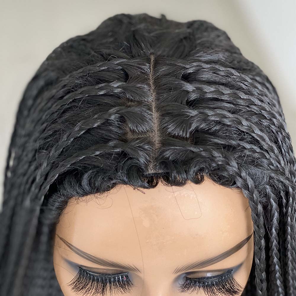 For Black Women Ombre Synthetic Braids Long Box Braided Wigs Fake Scalp Braiding Hair Cosplay Hine Wig