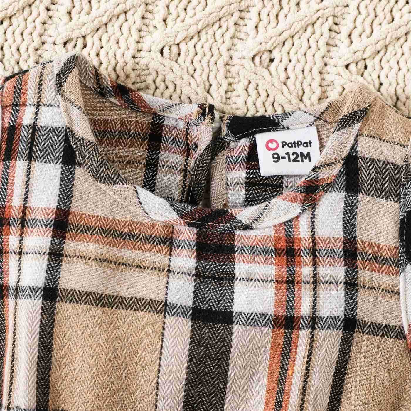 2PCS Baby Girl Hyper-Tactile Design Grid/Houndstooth School Dress Set Hyper-Tactile / 3D Casual/OutdoorXJ241205