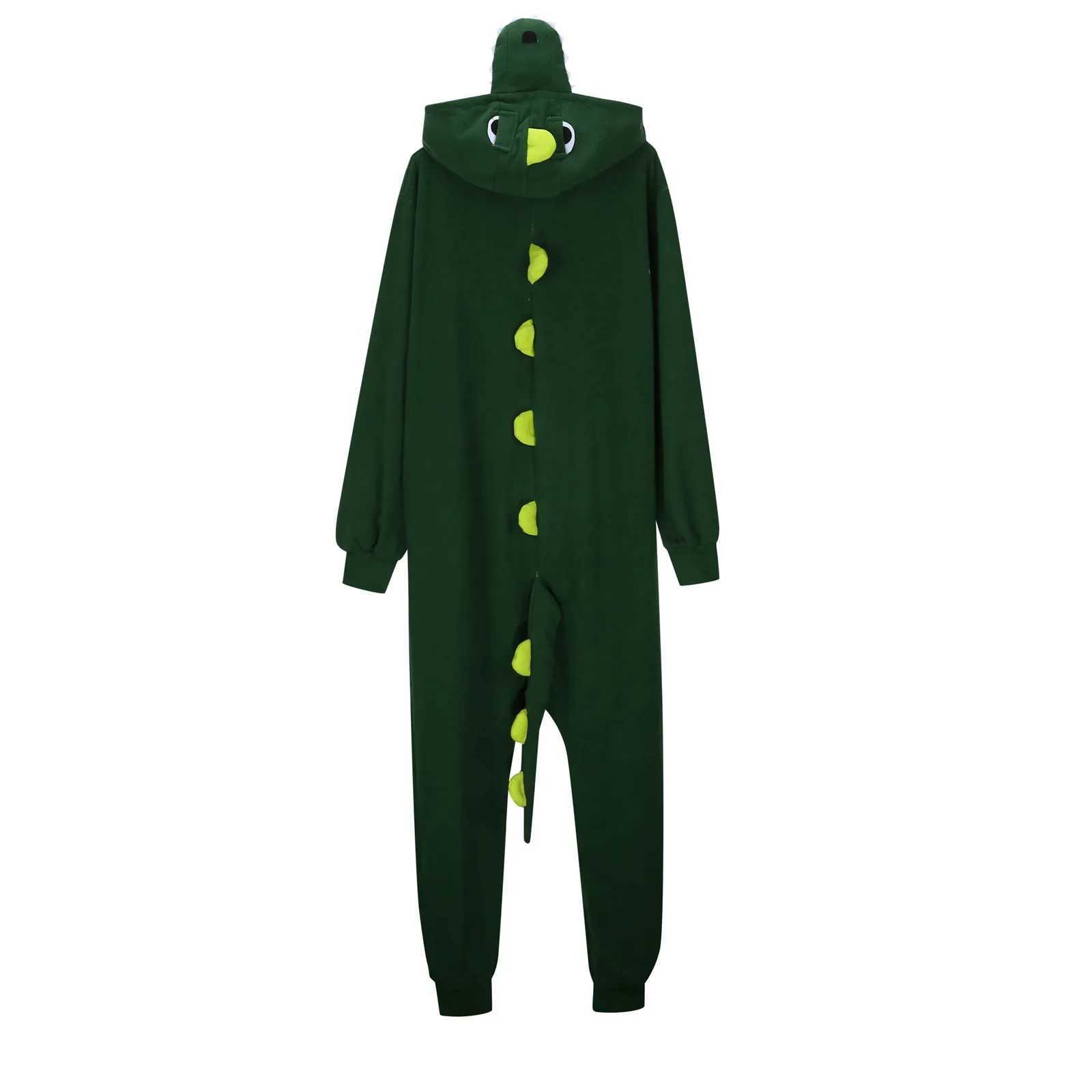 Pajamas Cartoon Dinosaur Jumpsuit Pajamas Polar Fleece Funny Animal Onesies Autumn Winter Kawaii Dinosaur Spine Tail Hooded Sleepwear H241205