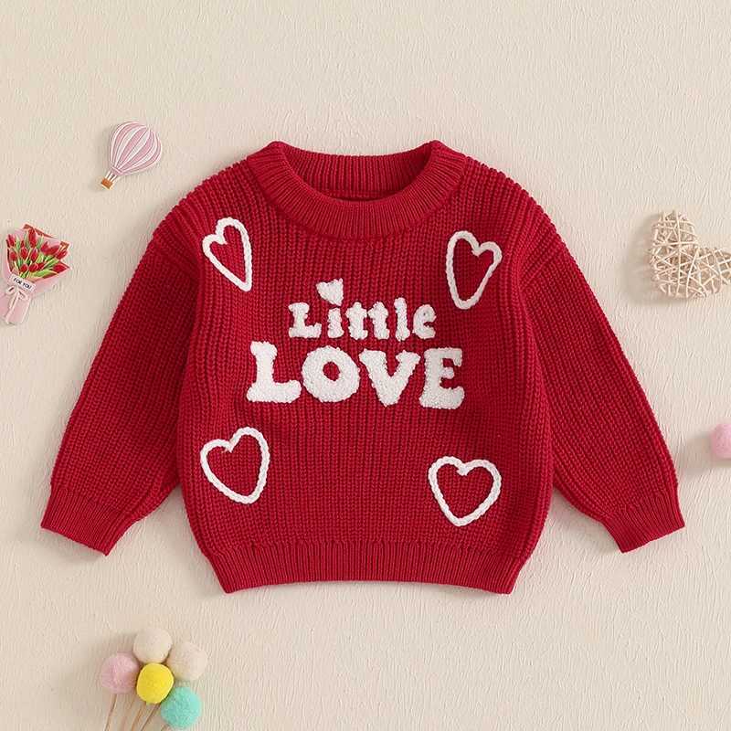 Newborn baby girl sweater fashion love letter embroidery long sleeved flower 2024 autumn and winter childrens clothing jumping top W241205
