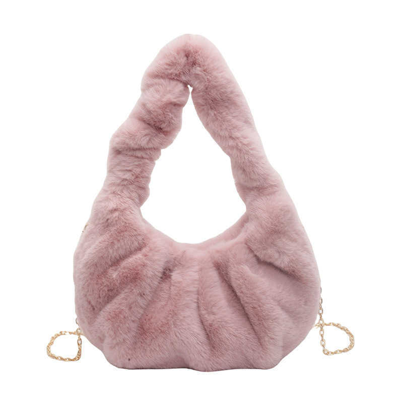 Fashion Plush Underarm Bag Sweet Korean Wrist Autumn Winter New Chain Crossbody Cloud Bag Shoulder Bags 241205