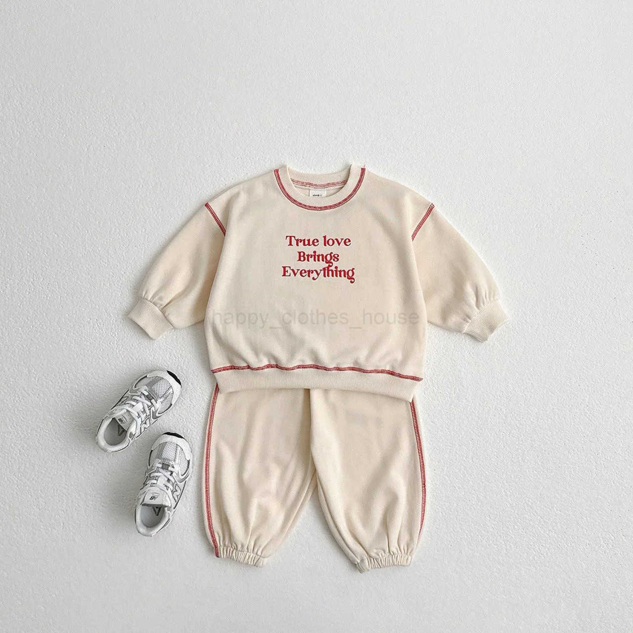 2024 Autumn New Baby Long Sleeve Clothes Set Children Boys Casual Letter Sweatshirt + Pants 2pcs Suit Toddler Girl OutfitsXJ241205