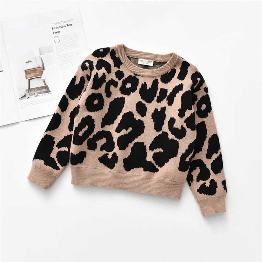 Children boys sweaters leopard print knit casual long sleeves childrens tops childrens mens clothing baby womens clothing W241205