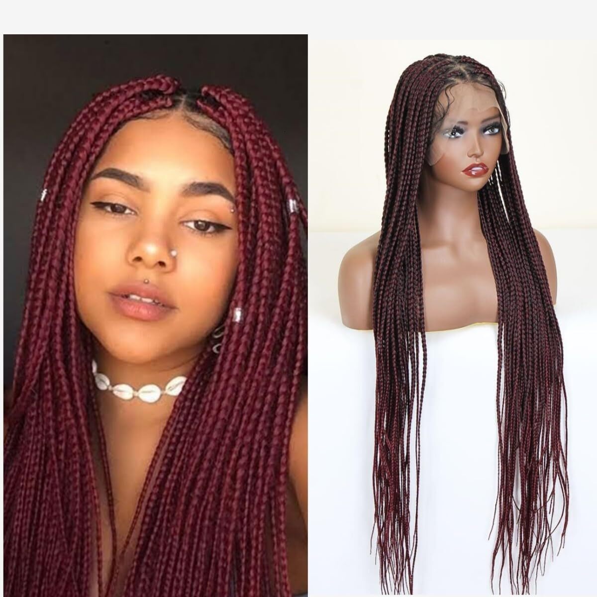 36 Inch Braided Synthetic Wigs For Black Women Knotless Braid Full Lace Micro Box Braids Wig Pre Plucked With Baby Hair