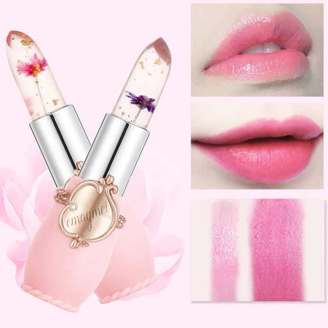 6 Sticks Transparent Moisturize Jelly Dried Flower Temperature Change Lipstick Crystal Clear Lipstick Set Makeup CosmeticXJ241205
