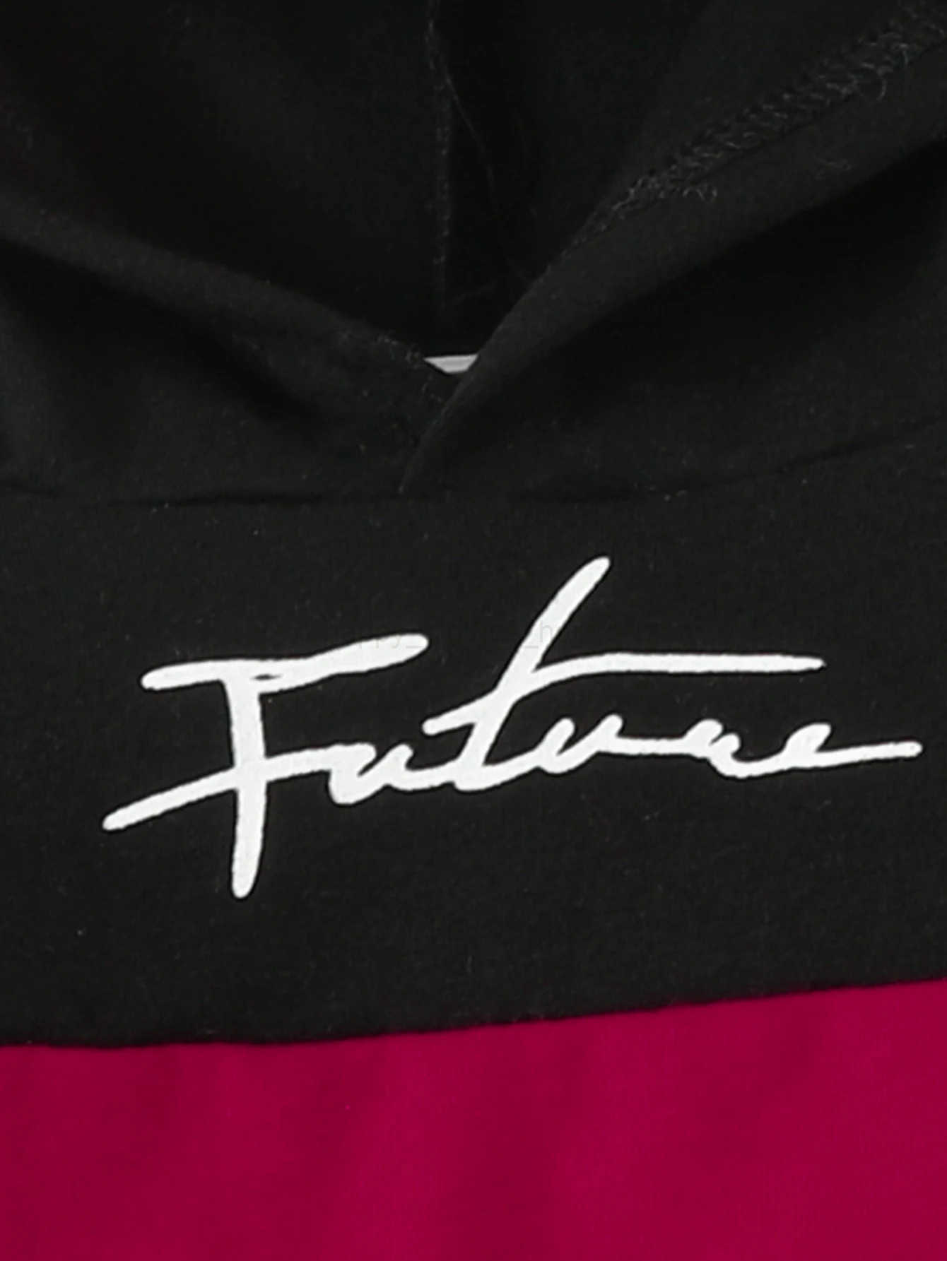 2pcs Baby Boys Casual Set With FUTURE Letter Print Trendy Color Block Hooded Sweatshirt Sweatpants Set For WinterXJ241205