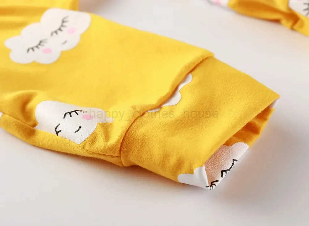 Newborn Infant Baby Girls 2pcs Clothes Set Toddler Long Sleeve Clouds Printed Romper Jumpsuit with Hairband Spring Autumn OutfitXJ241205