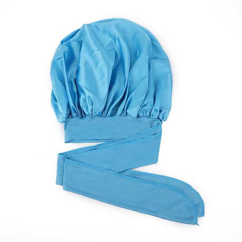 Satin Bonnets Night Sleeping C Large Elastic Wide Soft Band Colorful Silk Hat for Curly Hair Care Beauty Makeup for WomenXJ241205