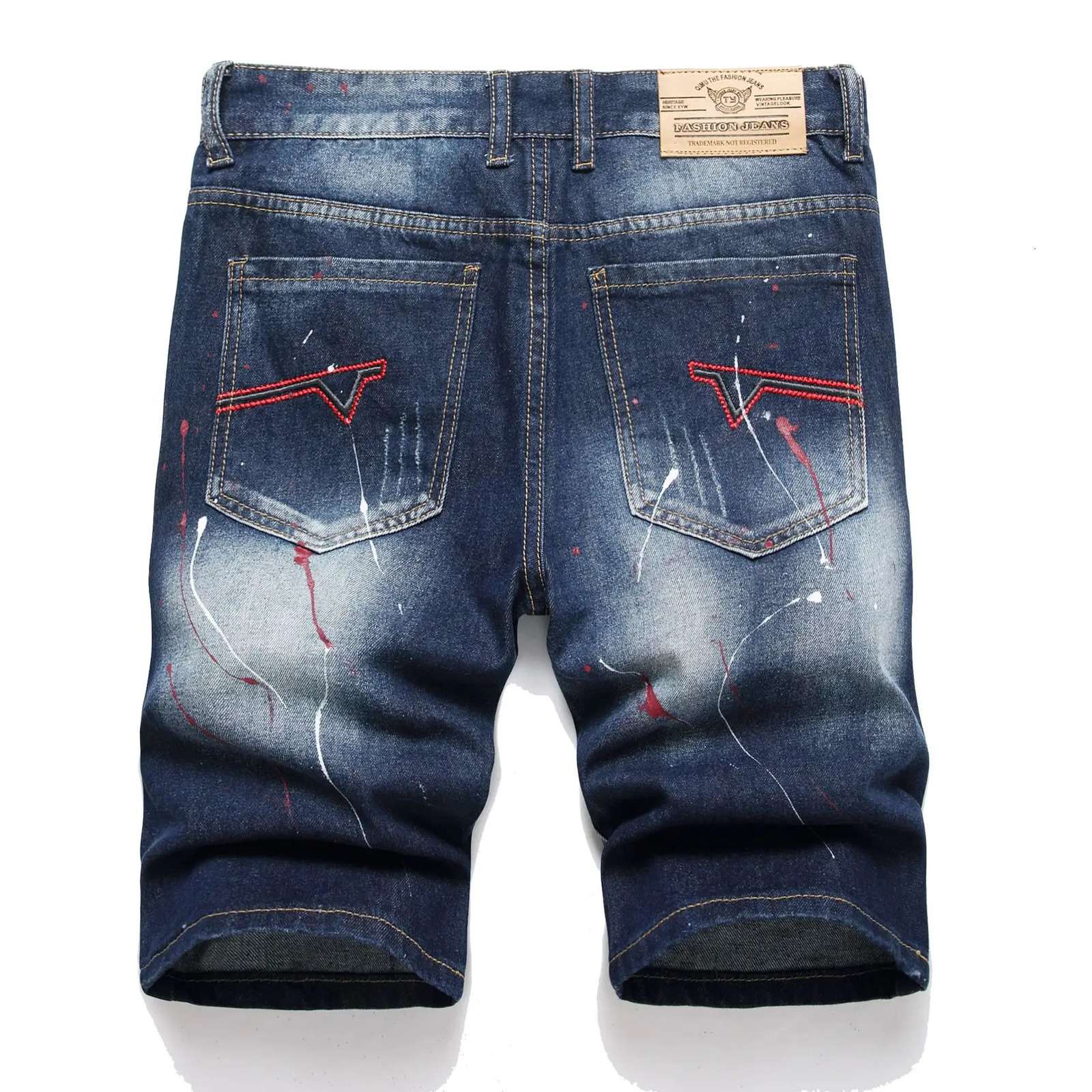Retro Summer Men Graffiti Ripped Denim Shorts Jeans Destroyed Hole Plus Size Fifth Pants Shorts Male Clothes 241205
