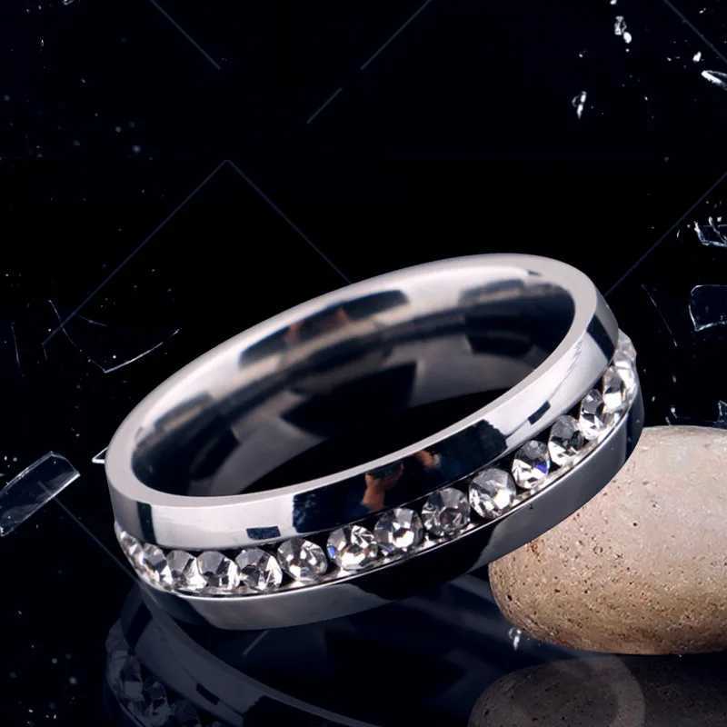 Romantic CZ Stone Couple Wedding Ring Mens Black Stainless Steel Band Engagement Jewelry Gifts W241205