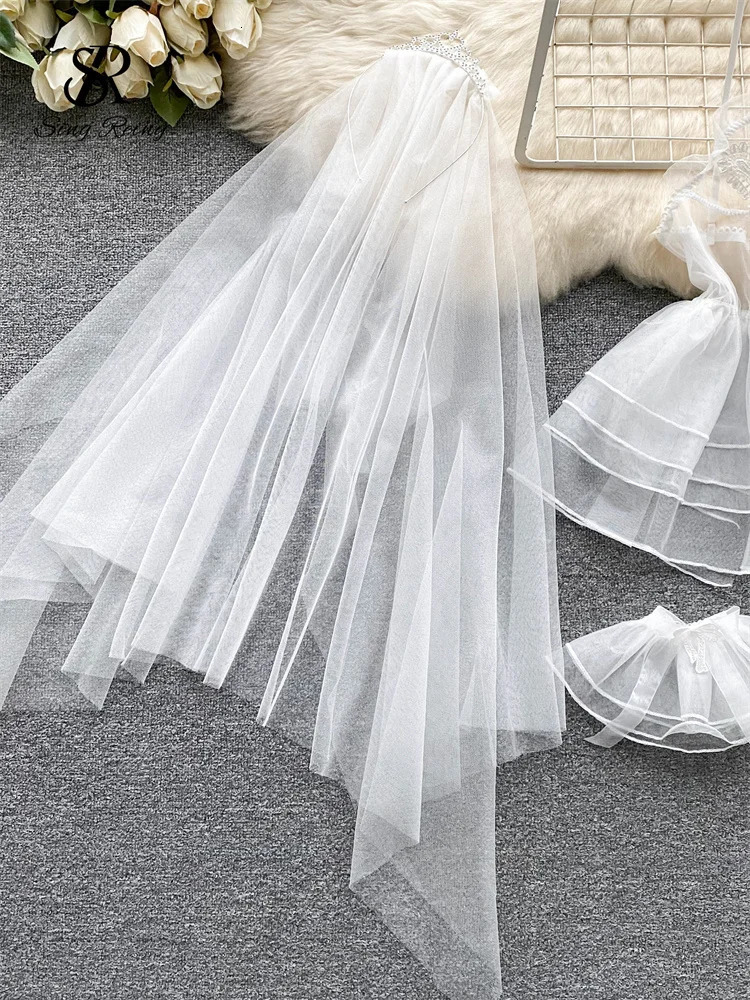 SINGREINY Wedding Cosplay Erotic Lingerie Pajamas Dress Sets Women Halter Straps Gauze Nightgowns Fashion Sheer Sexy Night Dress 241205