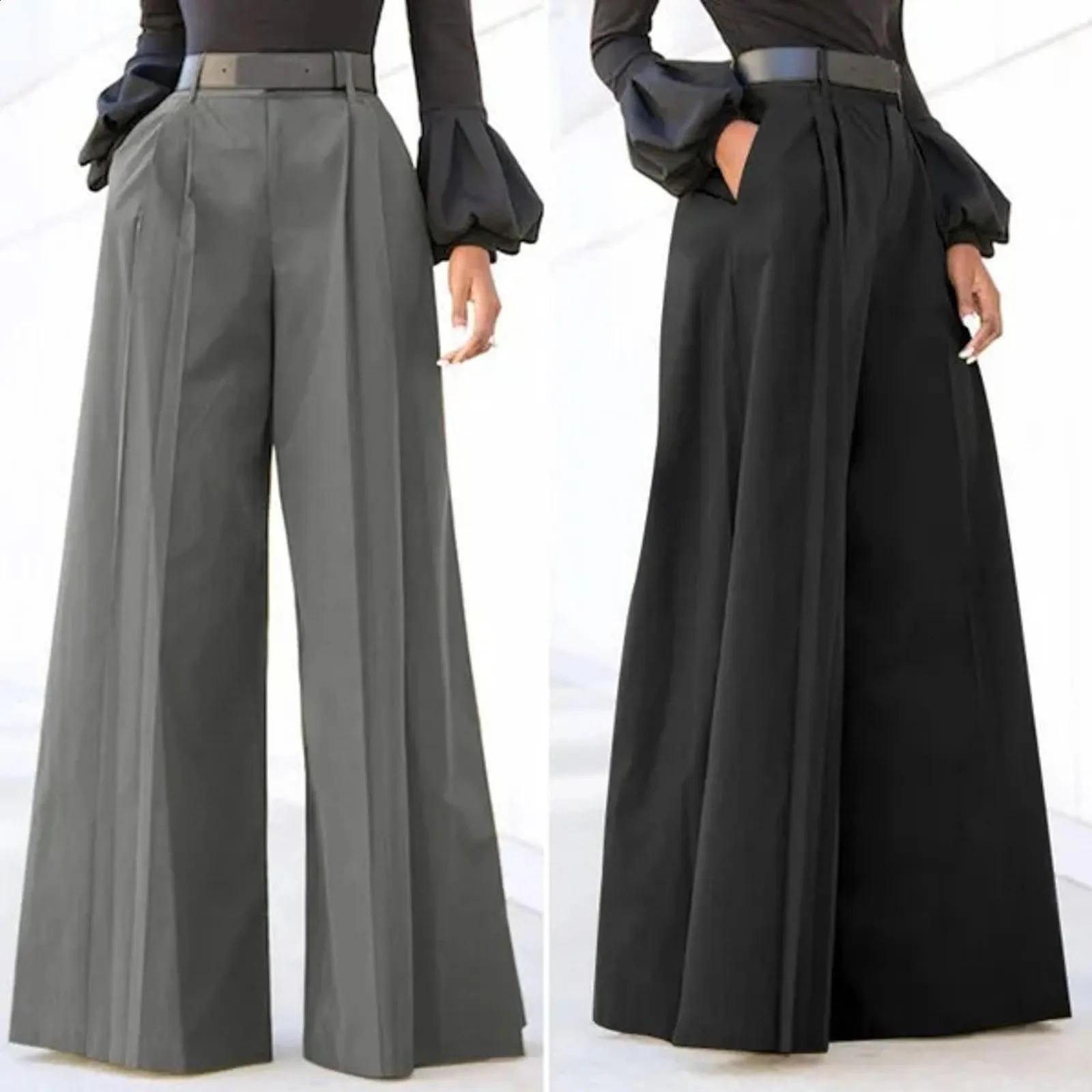 Fleece Pant Pants For Women Casual Palazzo Wide Leg Loose Cropped Comfy Baggy Trousers With Pockets Fashion 241205Z