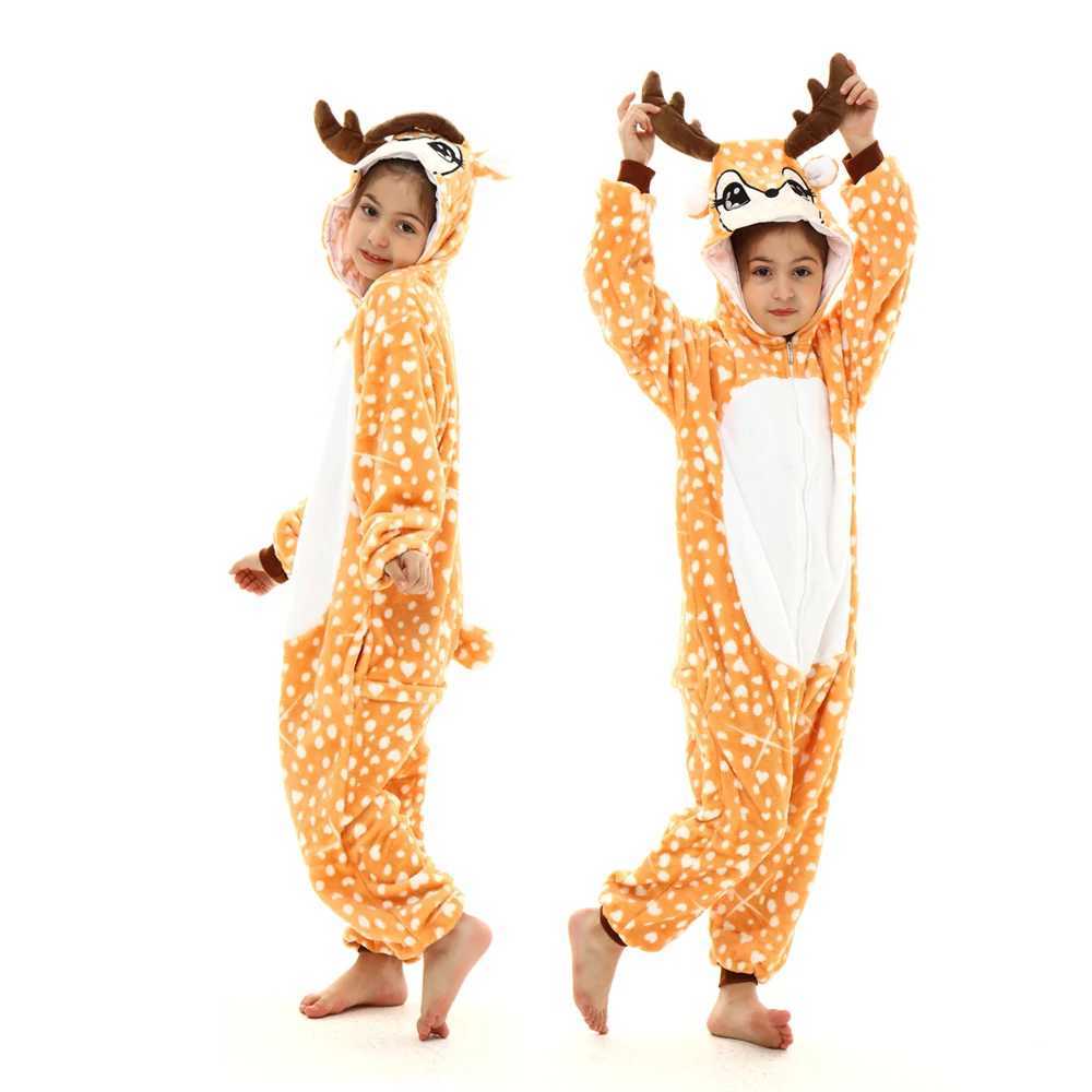 Pajamas Boys Dinosaur Kigurumi Pajamas Winter Warm Flannel Kids Onesies Pijama Kigurumi Animal Hooded Jumpsuits Fox Sleepwear H241205