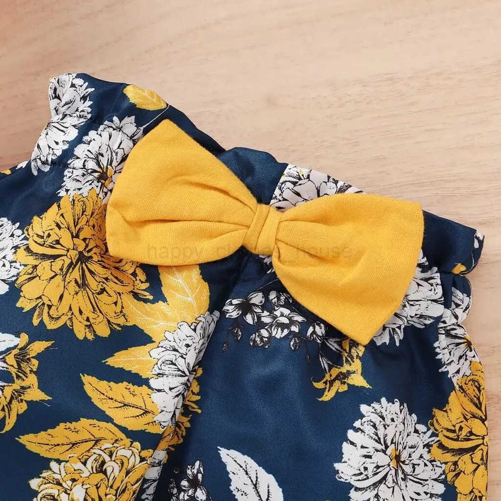 Newborn Baby Girls Clothing Set Short Sleeve Bodysuit +Floral Pants with Bow + Headband 3PCS Outfits Toddler Baby Girl ClothingXJ241205